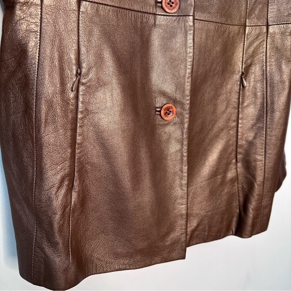 Brandon Thomas Brown Bronze Leather Coat Size Medium - Picture 5 of 8